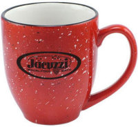 Ceramic Mugs: 16oz Red Two Tone Specklted Bistro Mugs